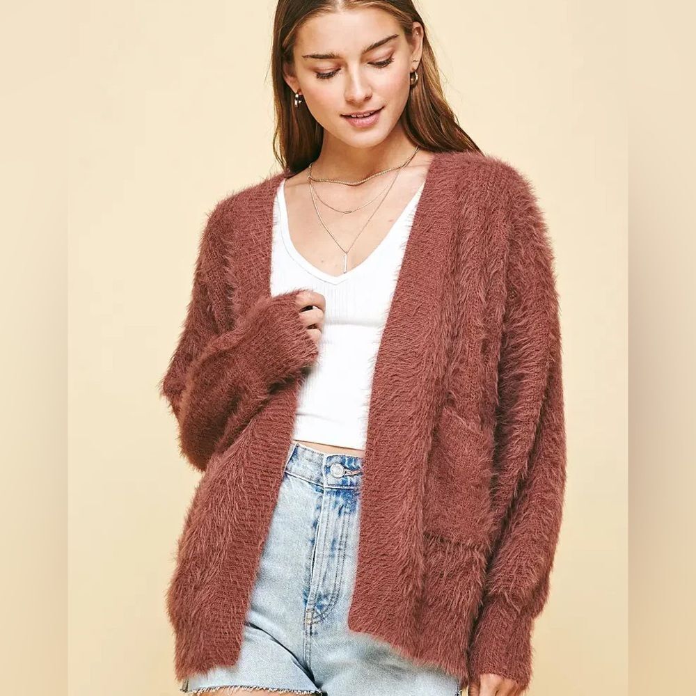NWT Pinch Soft Knit Fuzzy Cardigan S M